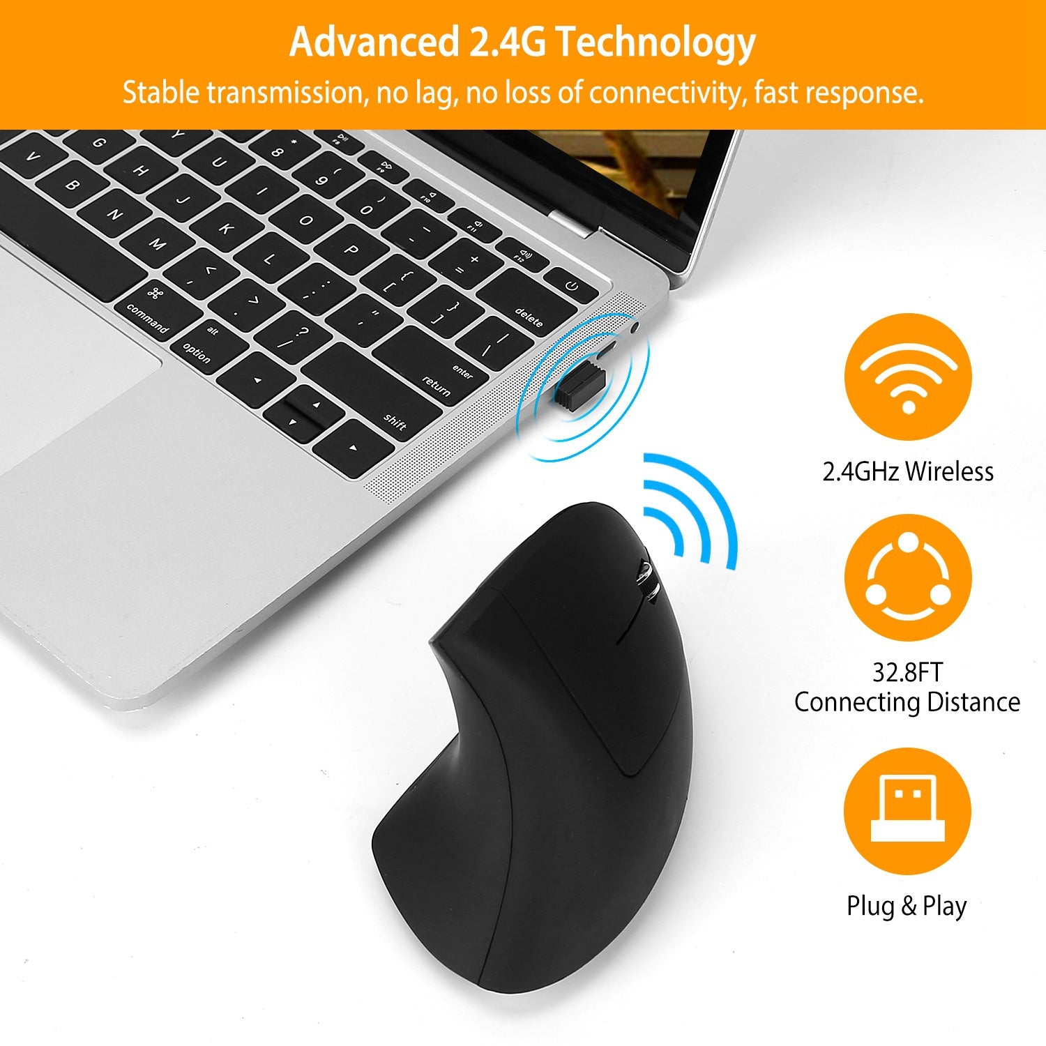 2.4G Wireless Vertical Mouse Ergonomic Optical Mice With 6 Buttons 3 Adjustable DPI 800 1200 1600 Levels For Laptop PC Computer