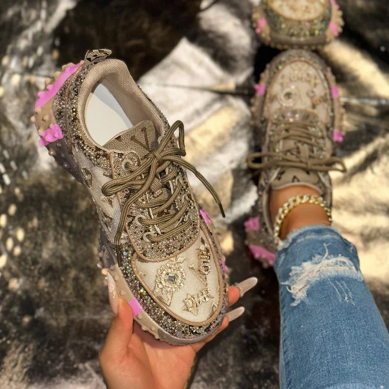 Rhinestone Platform Sneakers