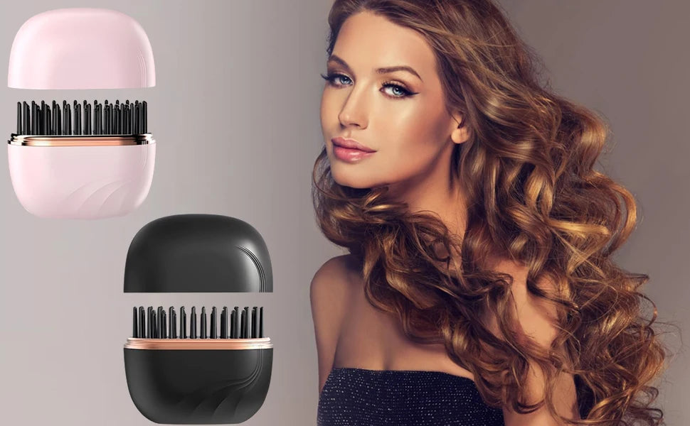 Capsule Hair Straightener & Styler Mini Cordless Hair Straightener Comb Portable Heat Hair Brush for Travel USB Rechargeable