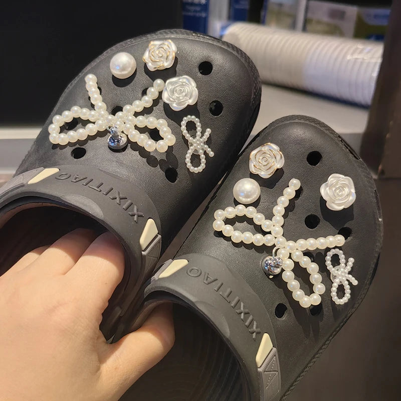 Pearl Bowknot Shoe Charms