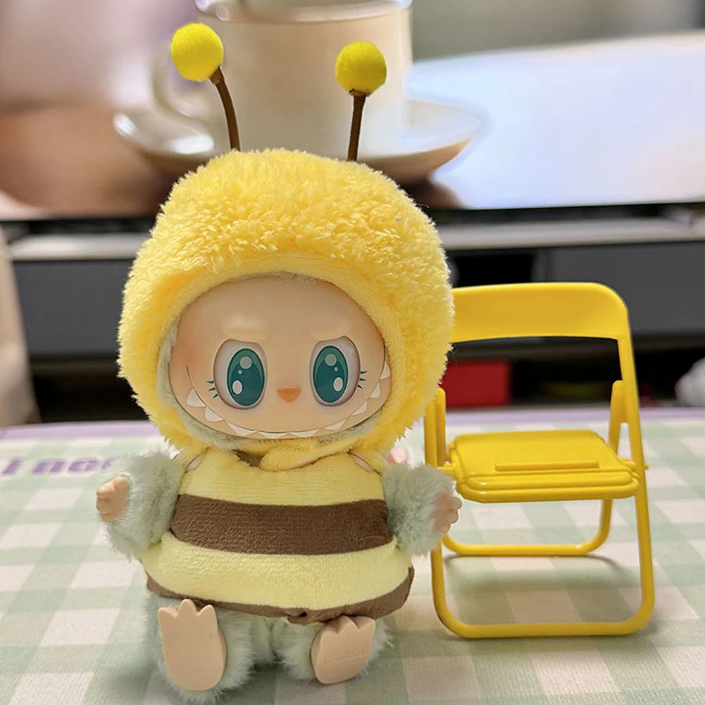 17cm Mini Plush Doll's Clothes Outfit Accessories for Korea Kpop Labubu Dolls Sit Party Overalls Clothing Gift （Only clothes）