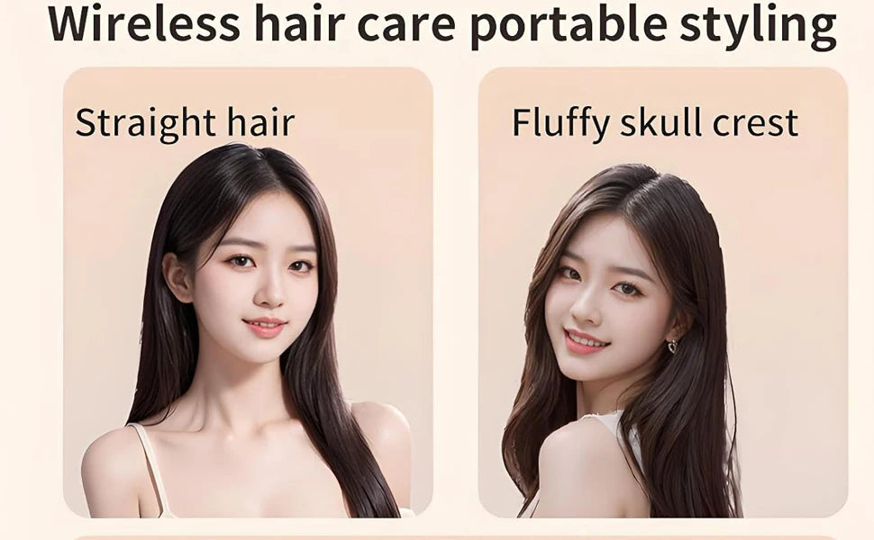 Capsule Hair Straightener & Styler Mini Cordless Hair Straightener Comb Portable Heat Hair Brush for Travel USB Rechargeable
