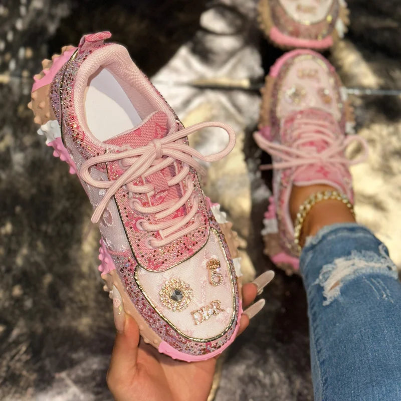 Rhinestone Platform Sneakers