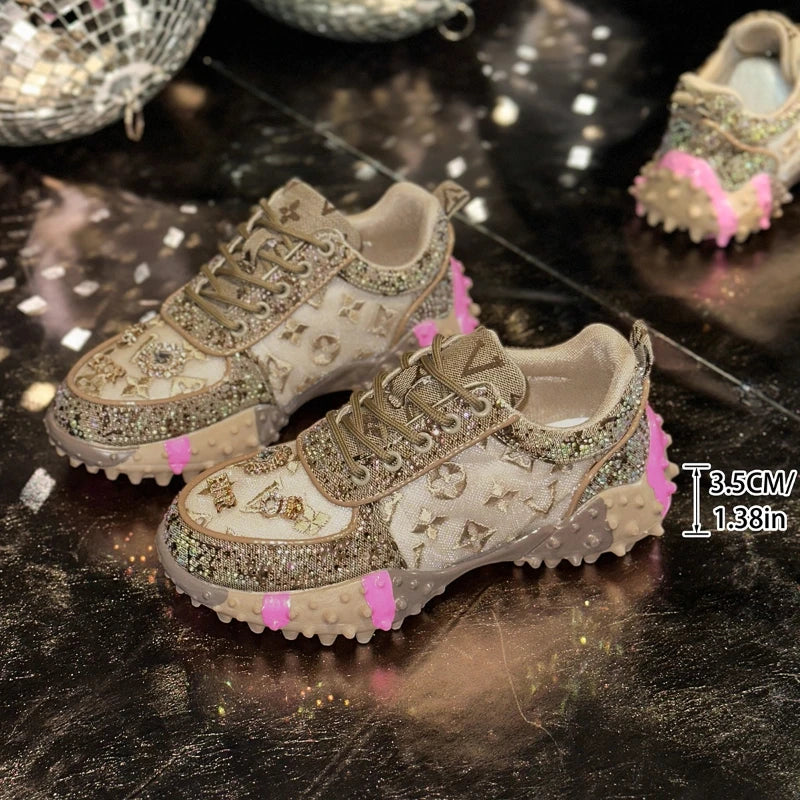 Rhinestone Platform Sneakers