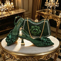 Rose Rhinestone Heels & Bag Set