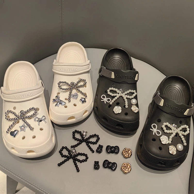Pearl Bowknot Shoe Charms
