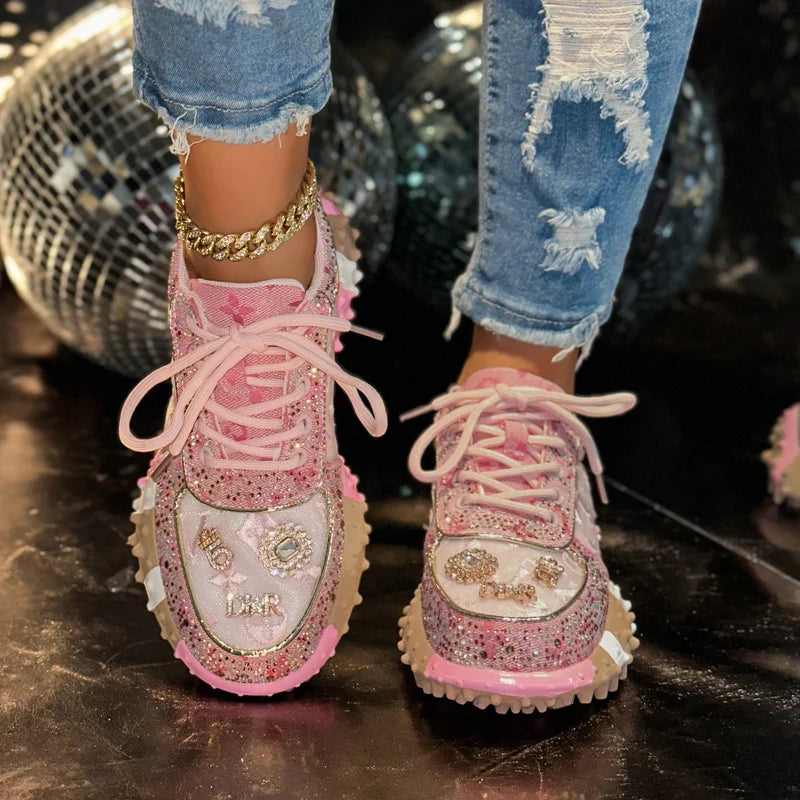 Rhinestone Platform Sneakers