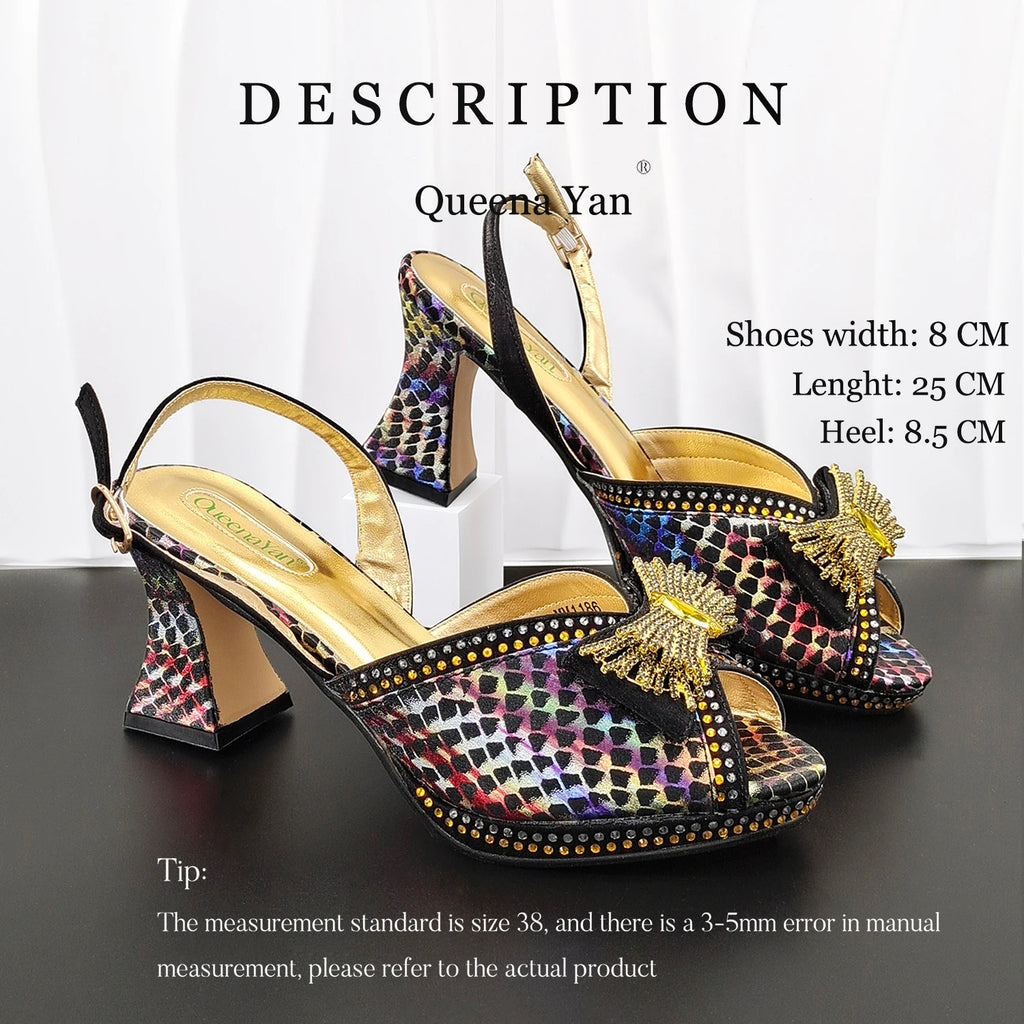 Open-Toe Rhinestone Pumps