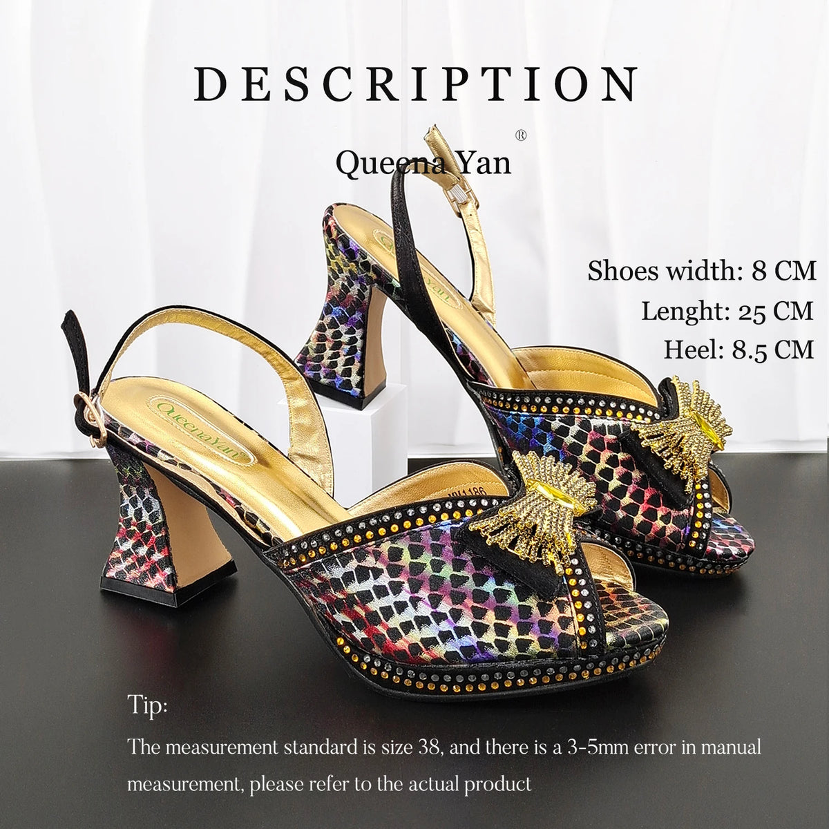 Open-Toe Rhinestone Pumps