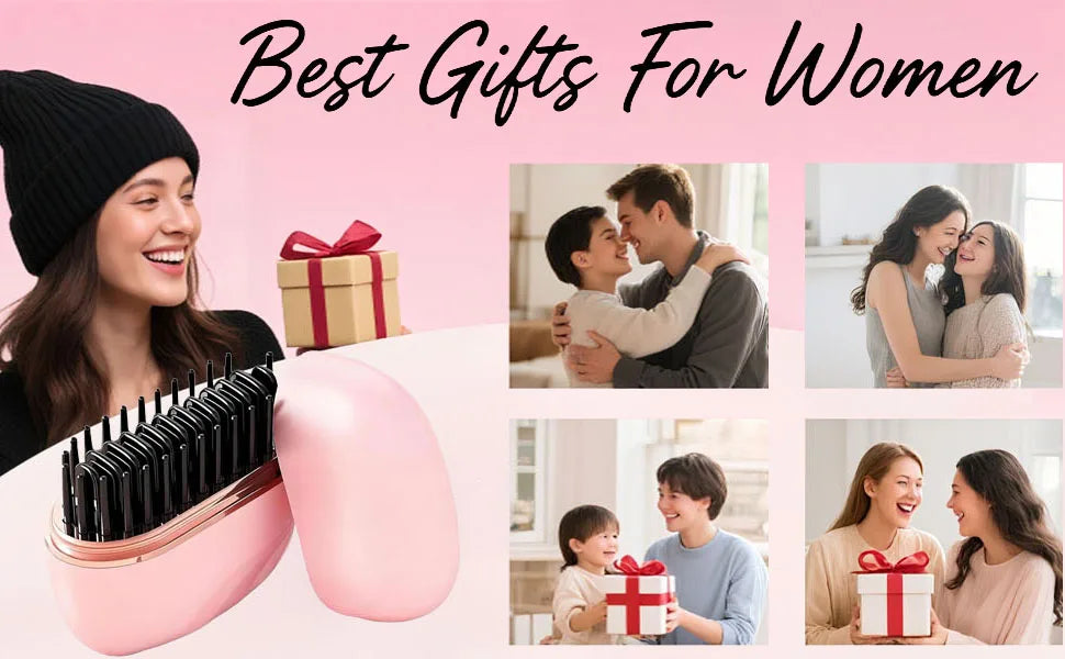 Capsule Hair Straightener & Styler Mini Cordless Hair Straightener Comb Portable Heat Hair Brush for Travel USB Rechargeable