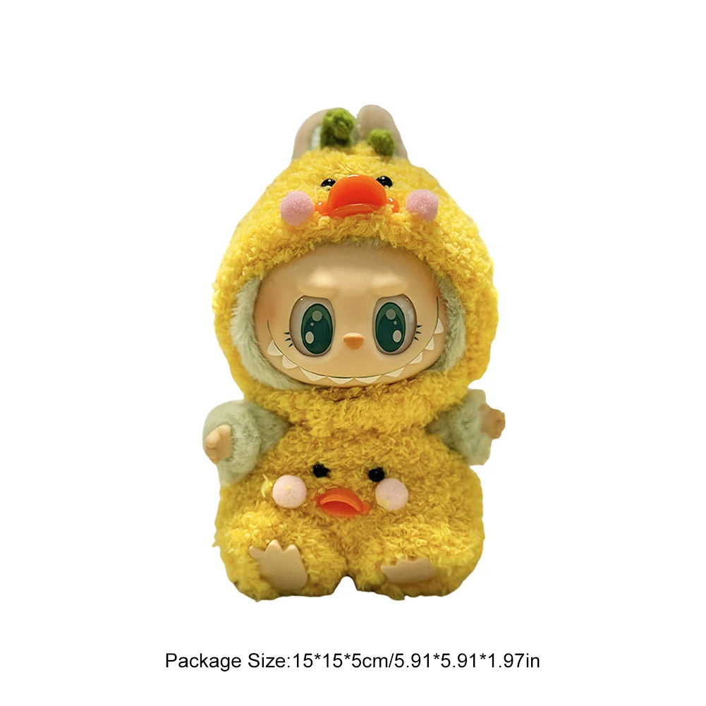 17cm Mini Plush Doll's Clothes Outfit Accessories for Korea Kpop Labubu Dolls Sit Party Overalls Clothing Gift （Only clothes）