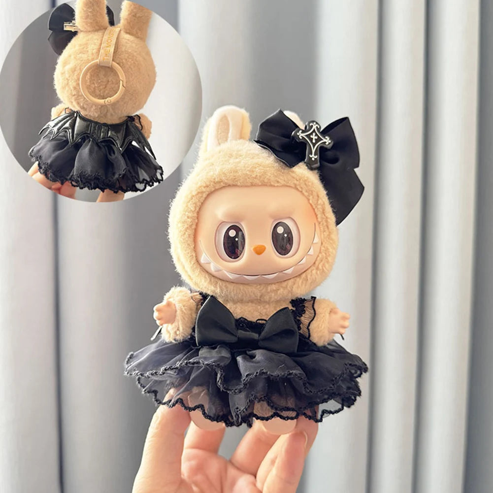 17cm Mini Plush Doll's Clothes Outfit Accessories for Korea Kpop Labubu Dolls Sit Party Overalls Clothing Gift （Only clothes）