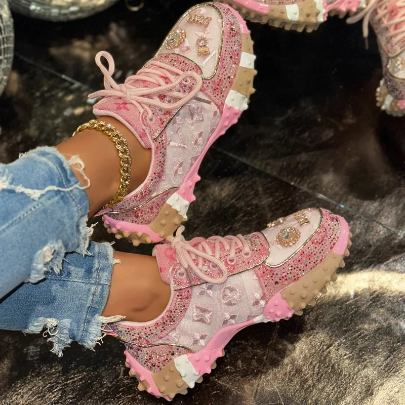 Rhinestone Platform Sneakers