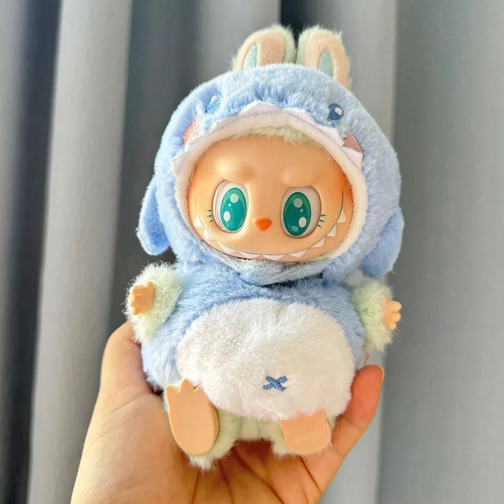 17cm Mini Plush Doll's Clothes Outfit Accessories for Korea Kpop Labubu Dolls Sit Party Overalls Clothing Gift （Only clothes）