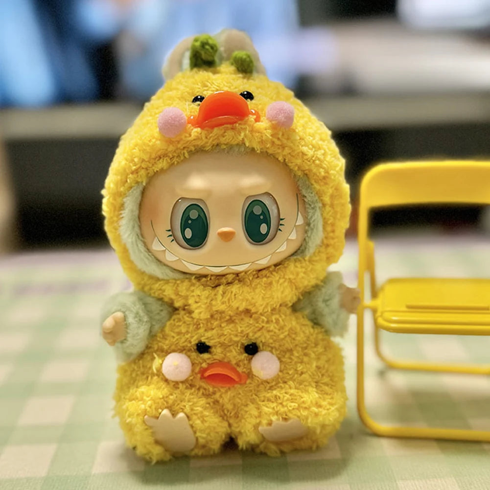 17cm Mini Plush Doll's Clothes Outfit Accessories for Korea Kpop Labubu Dolls Sit Party Overalls Clothing Gift （Only clothes）
