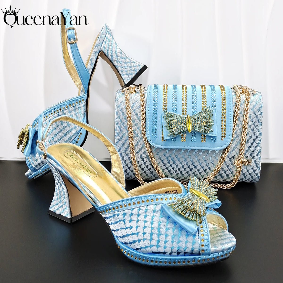 Open-Toe Rhinestone Pumps
