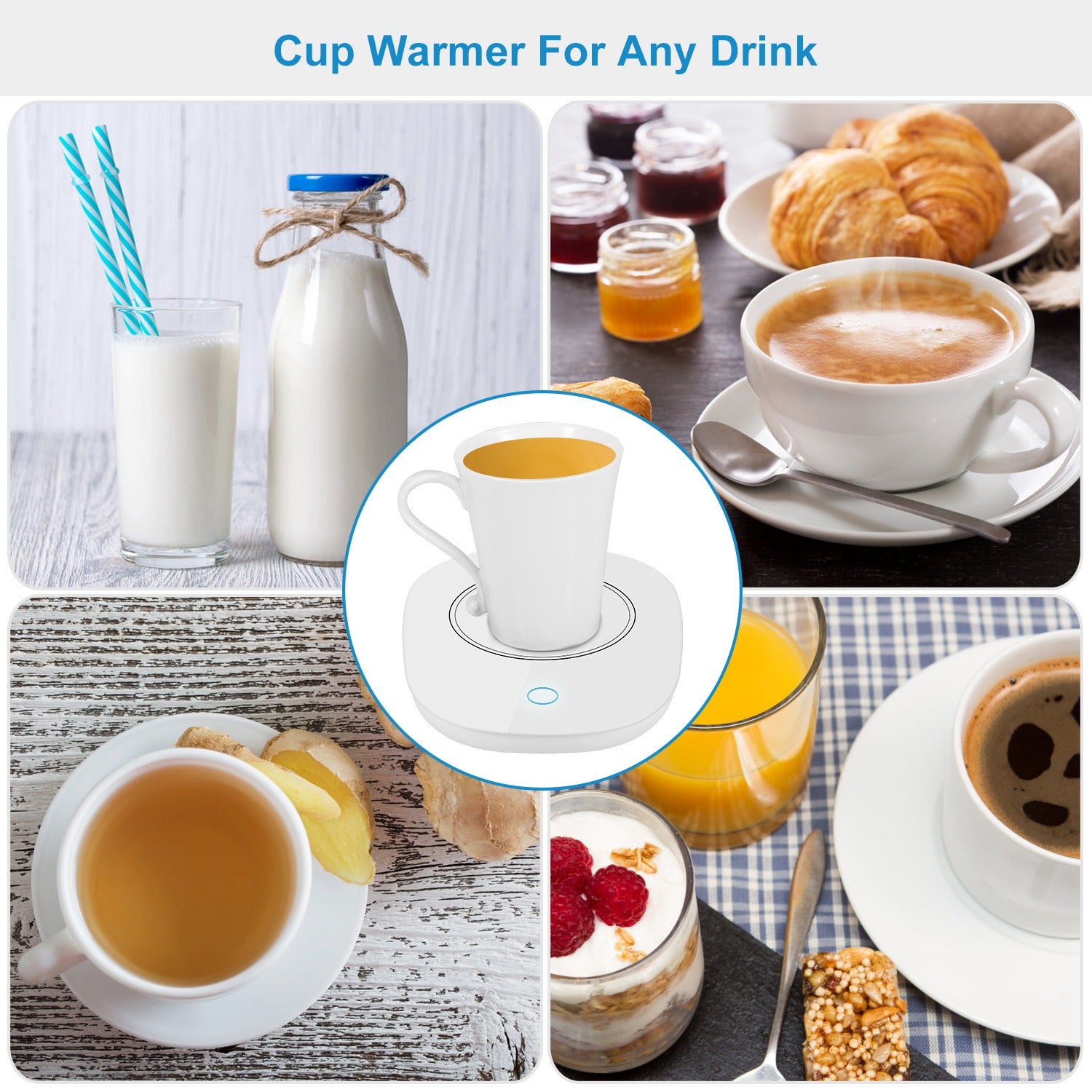 1Pc Coffee Mug Warmer Cup Warmer Auto Shut Off Coffee Tea Milk Electric Heater Pad Office Home Desk Electric Beverage Warmer Mat
